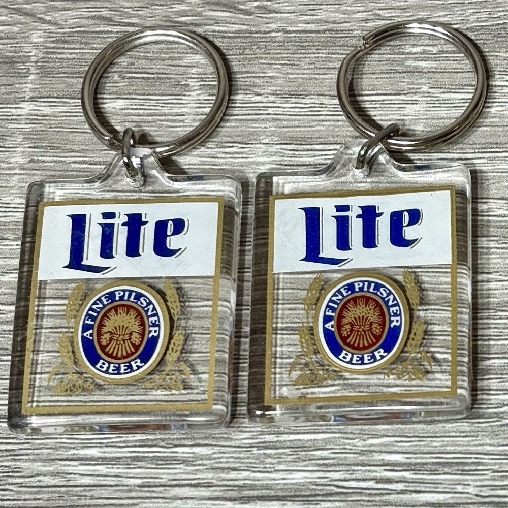 Vintage Miller Lite Beer Keychains Set of 2